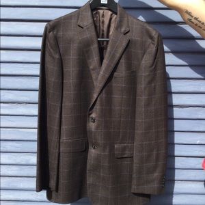 VALENTINO brown wool plaid sports coat